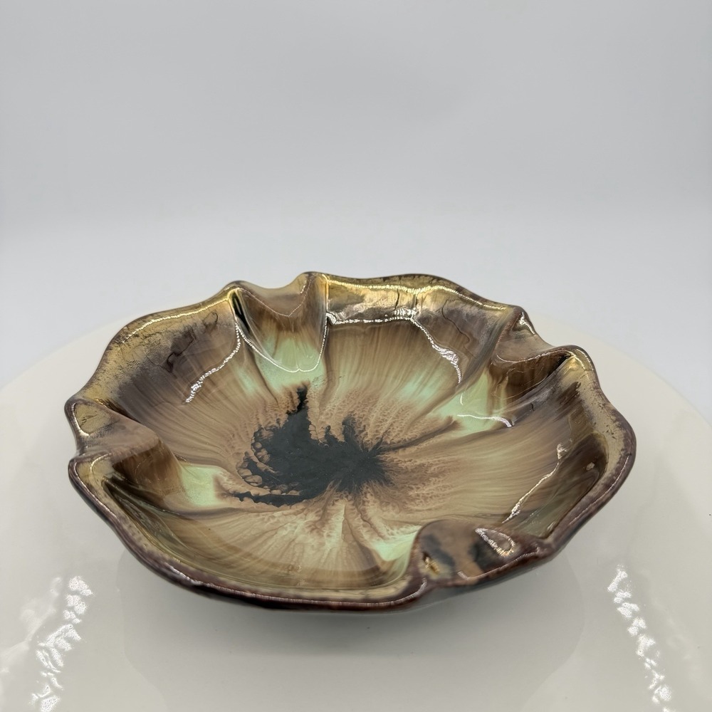 Vintage West Germany 737 Pottery Ashtray Drip Glaze Mid Century Modern